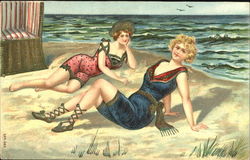 Two Bathing Beauties Swimsuits & Pinup Postcard Postcard