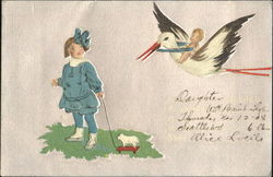 Children, Stork Babies Postcard Postcard