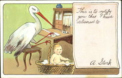 This Is To Notify You That I Have Delivered To A. Stark Babies Postcard Postcard