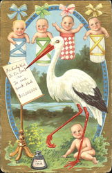 Stork with Babies Postcard Postcard