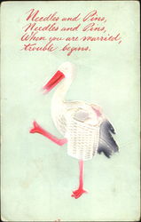 Embossed Stork Babies Postcard Postcard