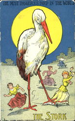 The Most Dangerous Bird In The World The Stork Babies Postcard Postcard