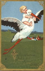 Baby on Stork Postcard