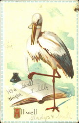 Stork - Birth Announcement Babies Postcard Postcard