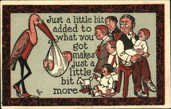 Stork, Family Babies Postcard Postcard