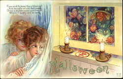 Series H-12 Gobblins and Witch at Window Postcard