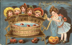 Children Bobbing Apples JOL Postcard