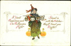 Witch with Animal Heads H-36 Postcard