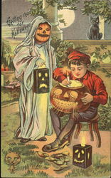 Rare Getting Ready For Halloween Postcard