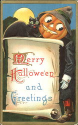 Merry Halloween And Greetings Postcard Postcard