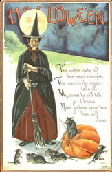 Halloween Witch Mice Pumpkin Postcard Postcard