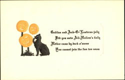 Embossed Black Cat JOLs Halloween Postcard Postcard