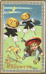 A Merry Halloween Children JOLs Postcard