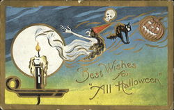 Best Wishes For All Halloween Postcard