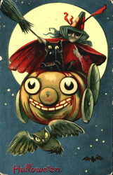 Halloween Witch in JOL Auto Postcard