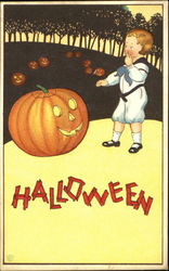 Series 57-D Boy w/JOL Halloween Postcard Postcard