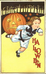 Series 57-E Halloween JOL Boy Postcard