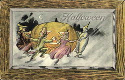 Dancing Costumes Giant JOL Halloween  Postcard