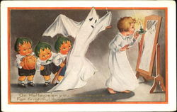 Pumpkin children Ghost Postcard