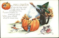 Dressed Mice Halloween Cat Postcard