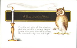 Owl A Halloween Wish Postcard Postcard