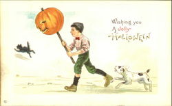 Series 339-A Boy Wishing You A Jolly Halloween Postcard Postcard