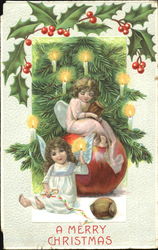 A Merry Christmas Angels Postcard Postcard