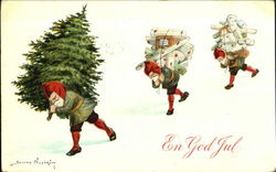 En God Jul Elves Christmas Postcard Postcard