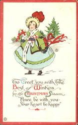 Series 548-F Woman with Gifts Christmas Postcard Postcard