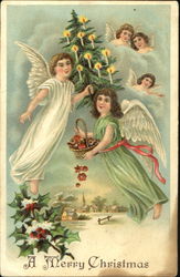 A Merry Christmas Angels Postcard Postcard