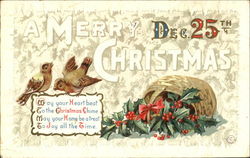 A Merry Christmas Dec. 25Th Birds Postcard Postcard