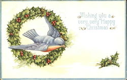 Wishing You A Very Very Happy Christmas Bird Postcard Postcard