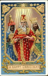 A Happy Christmas Nativity Three Kings Postcard Postcard