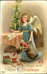 Holy And Happy Christmas Angels Postcard Postcard