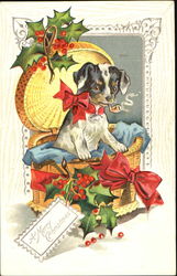 A Merry Christmas Puppy Smoking Pipe Postcard Postcard