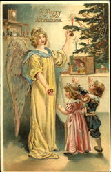 A Merry Christmas Angels Postcard Postcard