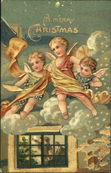 A Merry Christmas Angels Postcard Postcard