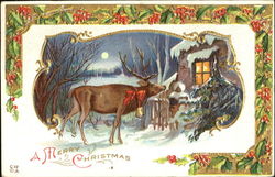 A Merry Christmas Reindeer Postcard Postcard