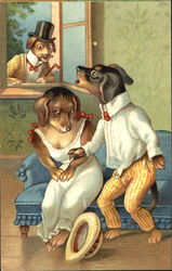 Courting Dogs Postcard Postcard