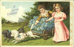 A Joyous Birthday Dogs Postcard Postcard