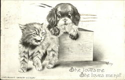 She Loves Me She Loves Me Not Dogs Postcard Postcard