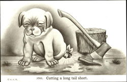 Cutting A Long Tail Short Dogs Postcard Postcard