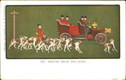 Return From The Hunt Dogs Postcard Postcard