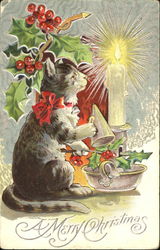 A Merry Christmas Cats Postcard Postcard