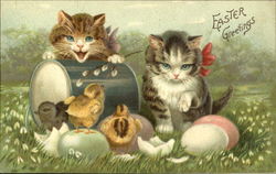 Easter Greetings Cats Postcard Postcard