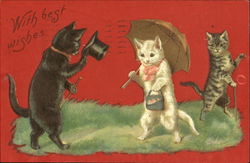 With Best Wishes Cats Postcard Postcard