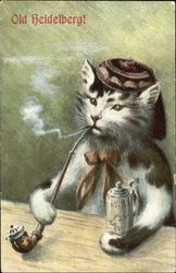 Old Heidelberg Cat Smoking Pipe Cats Postcard Postcard