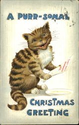 A Purr-Sonal Christmas Greeting Cats Postcard Postcard