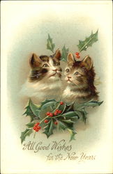 All Good Wishes For The New Year Cats Postcard Postcard