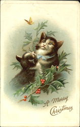 A Merry Christmas Cats Postcard Postcard